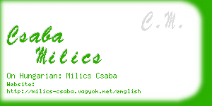 csaba milics business card